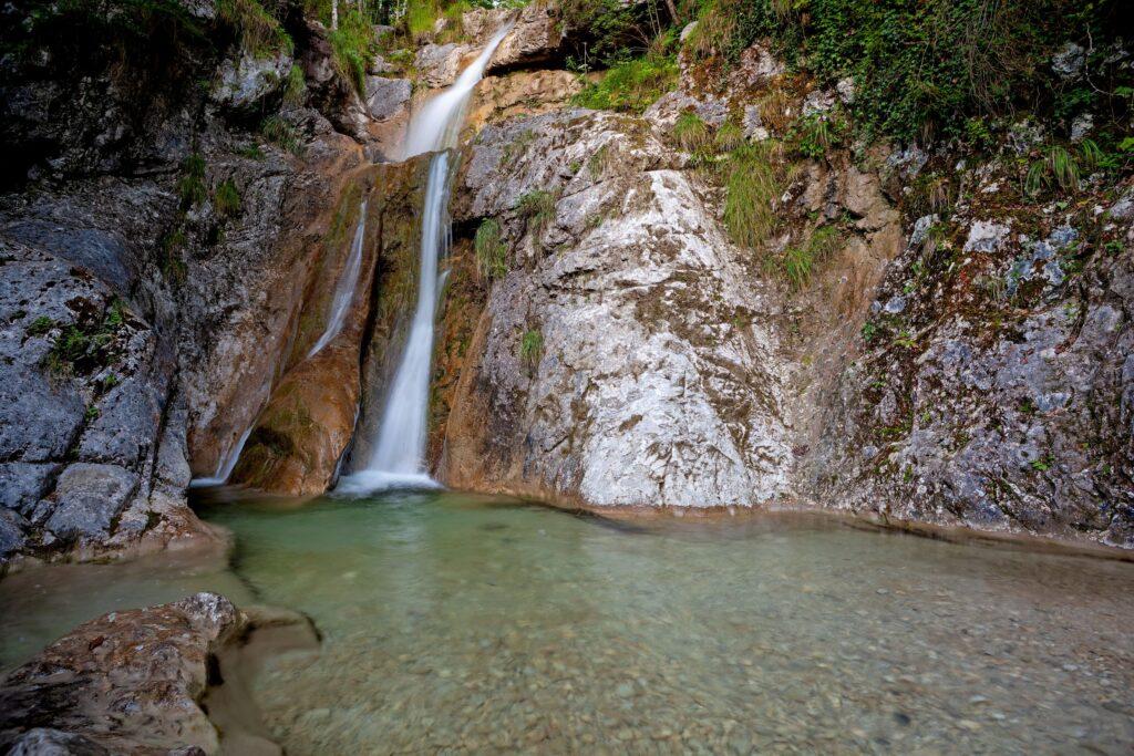 Pools at Königssee with a waterfall
